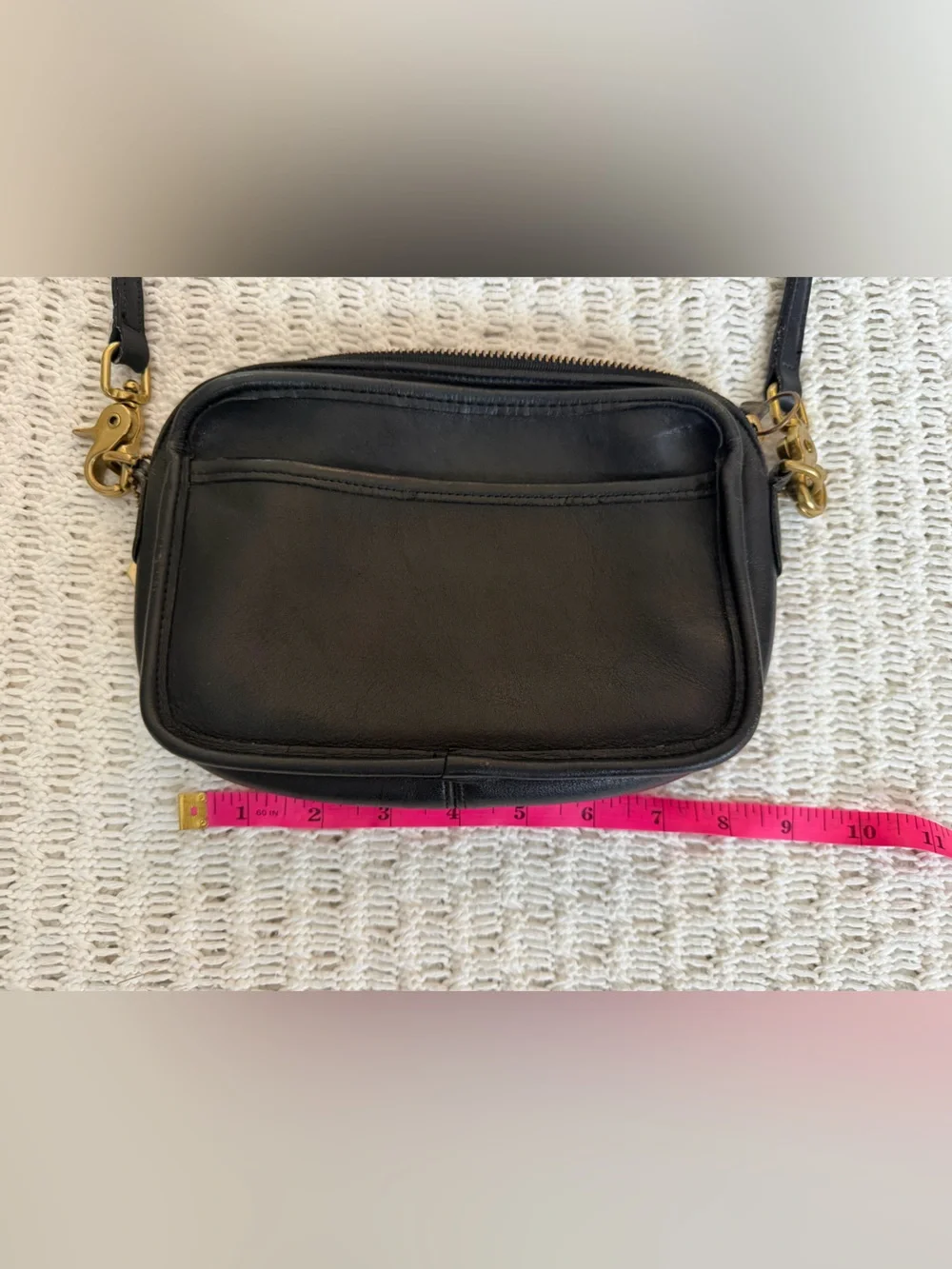 Authentic Vintage Coach 9925 Carnival Black Leather Crossbody Bag Gold Hardwear